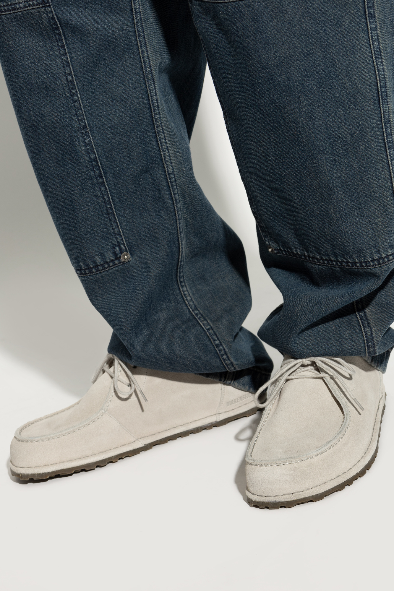 Birkenstock Utti Lace Up Deep Blue Loafers Whale Grey In Gray