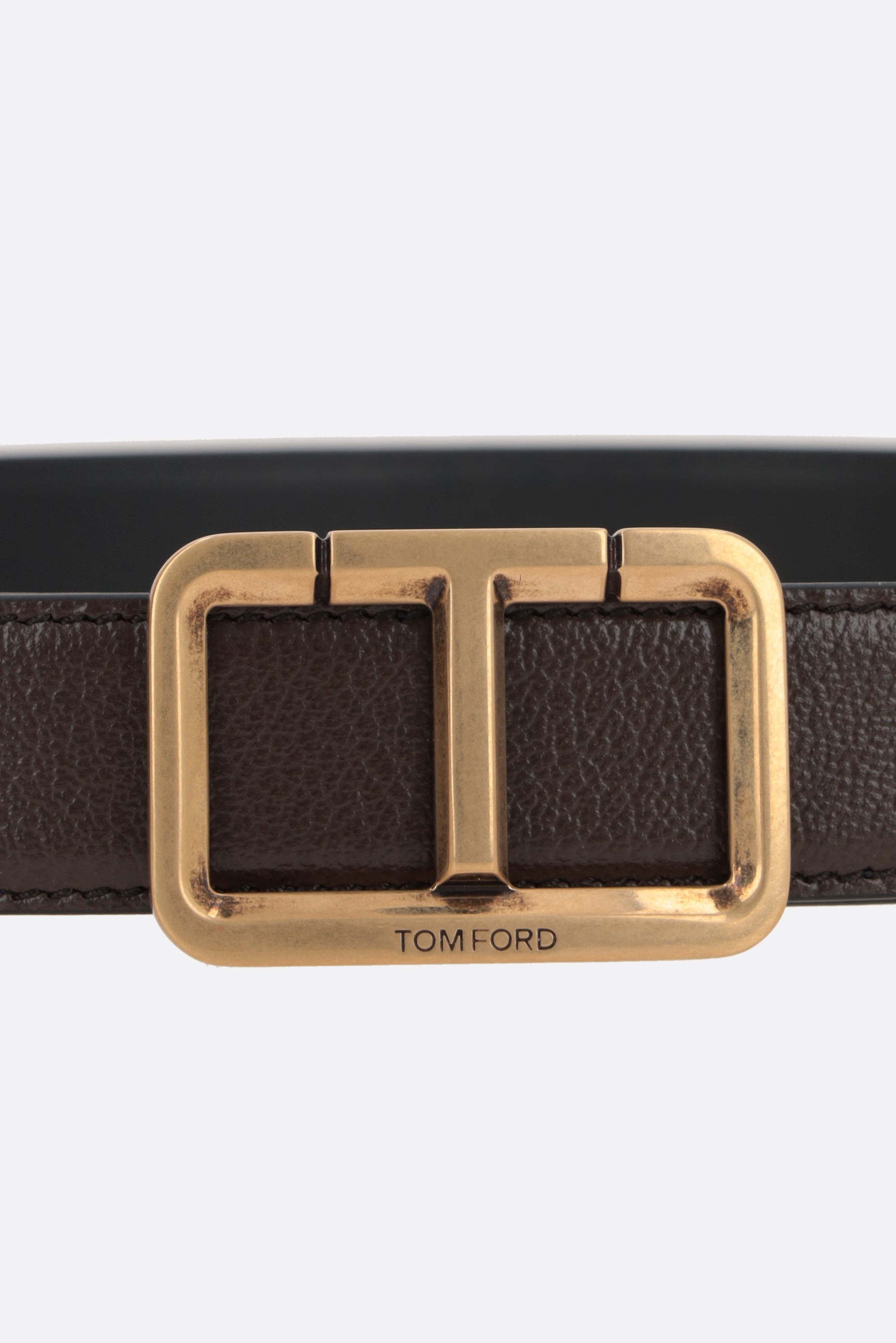 Tom Ford T-buckle Leather Belt In Black