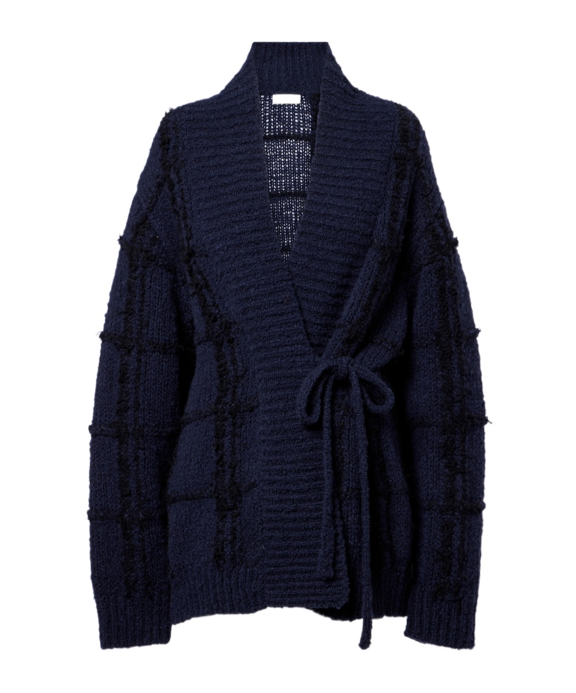 Dries Van Noten Checked Wool Cardigan In Black