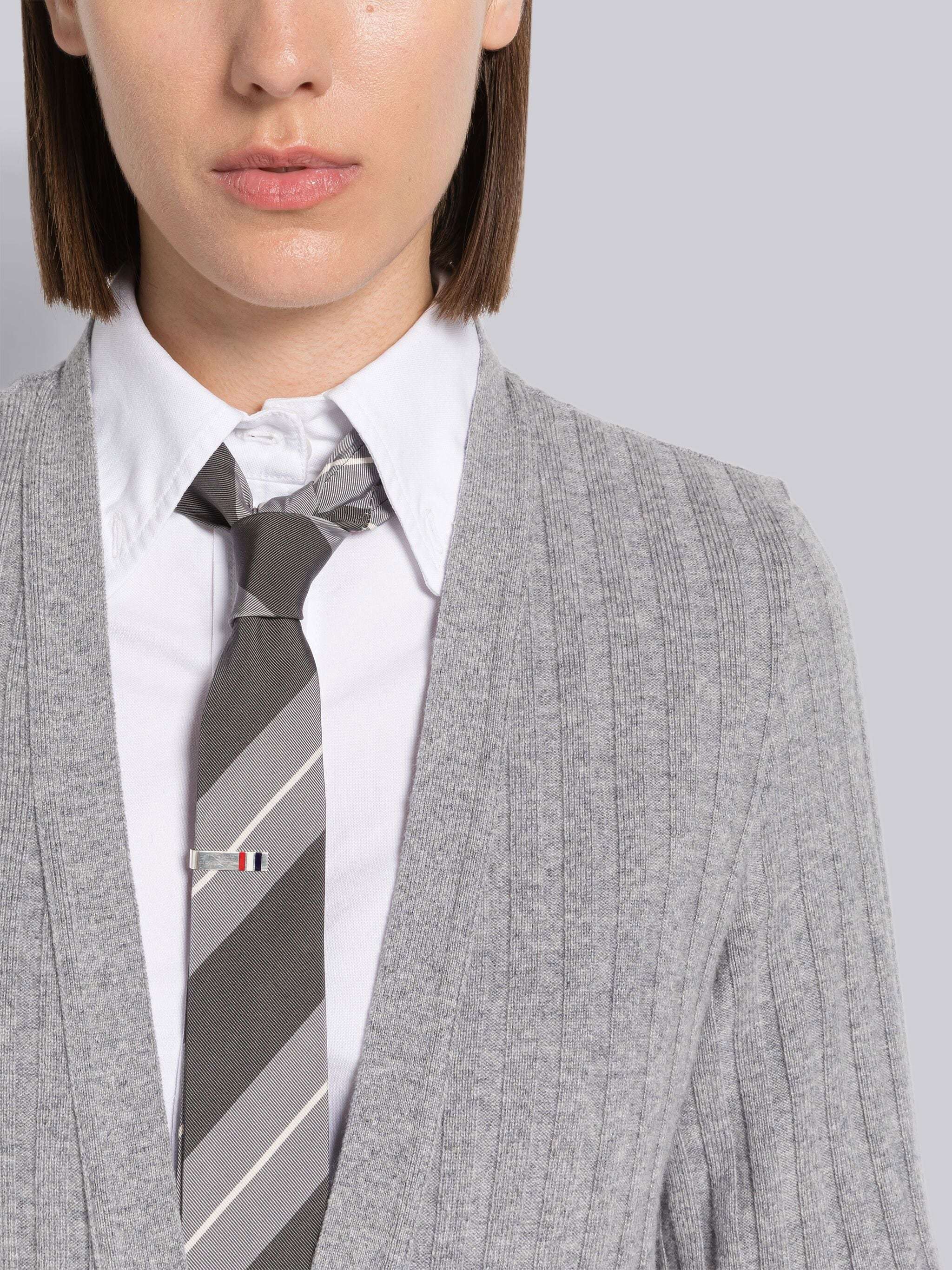 Thom Browne Gray Wide Rib Cashmere Cardigan Midi Dress In Gray