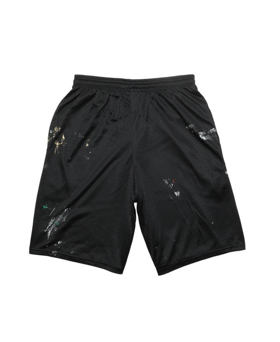 Gallery Dept. Logo Printed Imitating Old Effect Shorts In Black