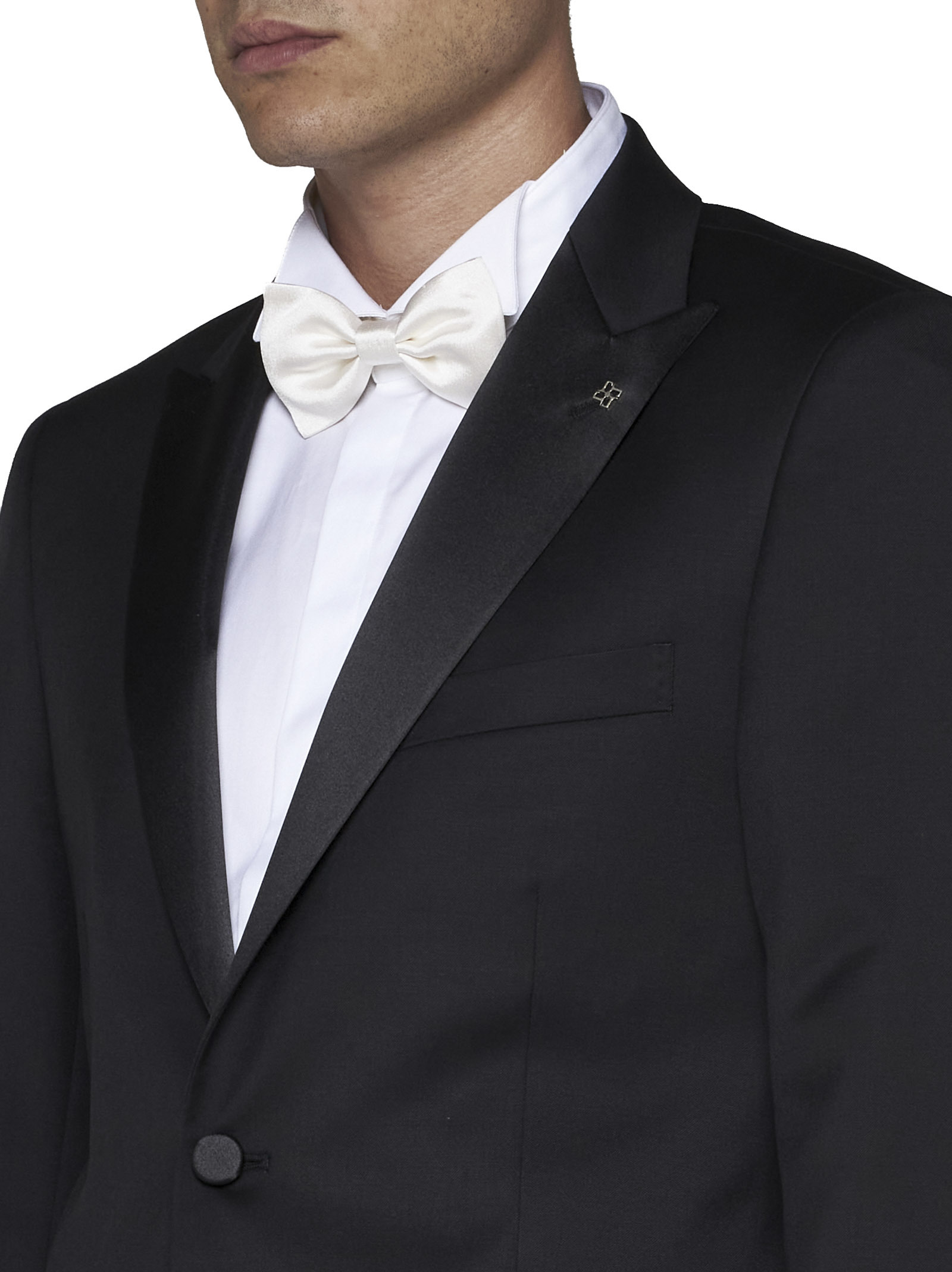 Tagliatore Blue Virgin Wool Tuxedo Suit In Black