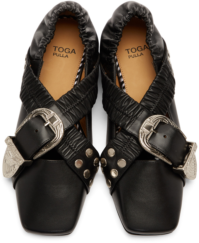 Toga Buckle Ballet Shoes In Black