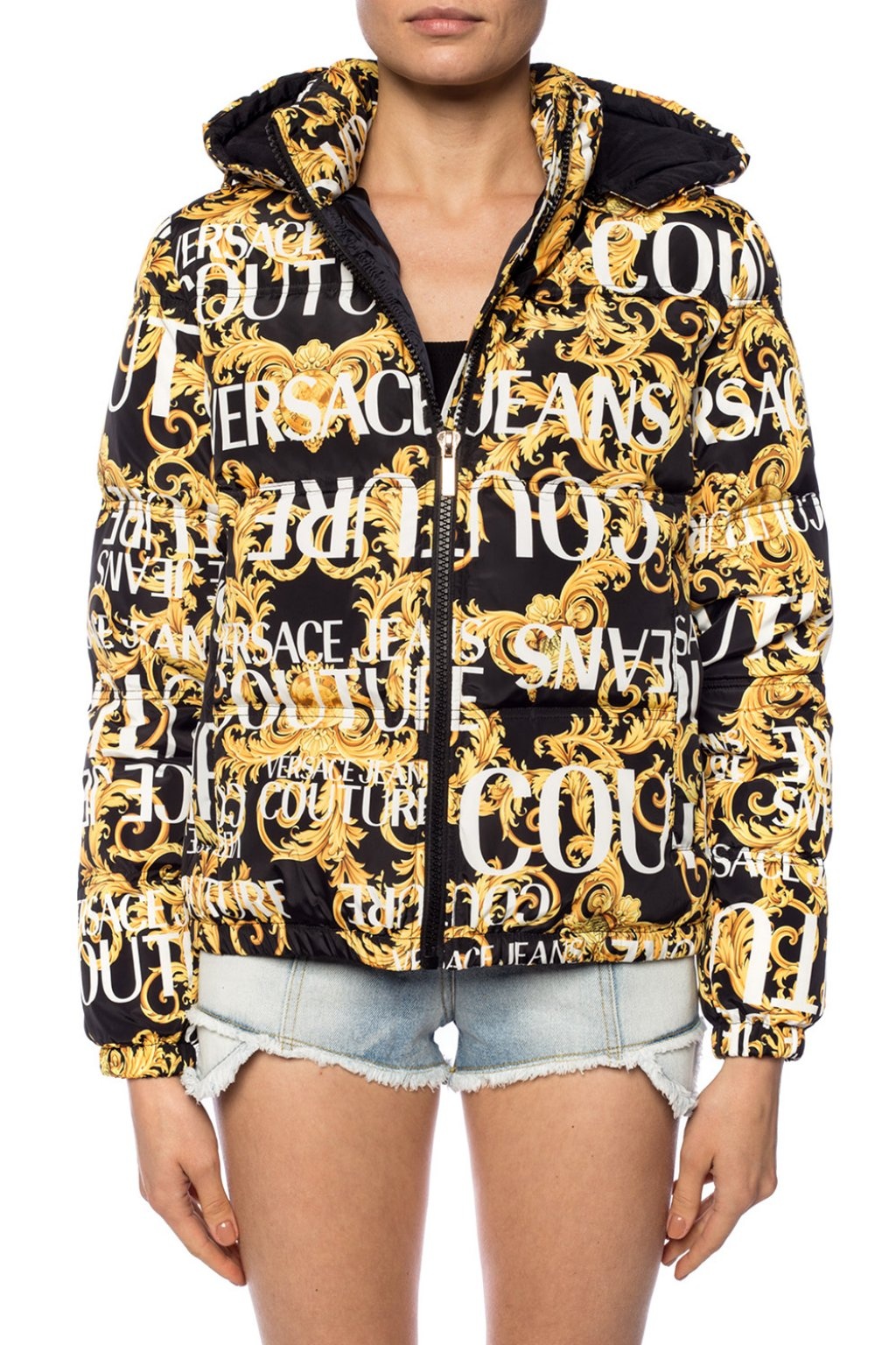 Versace Jeans Quilted Down Jacket In Black