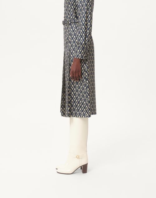 Shop Valentino Toute La V Midi Skirt In Black