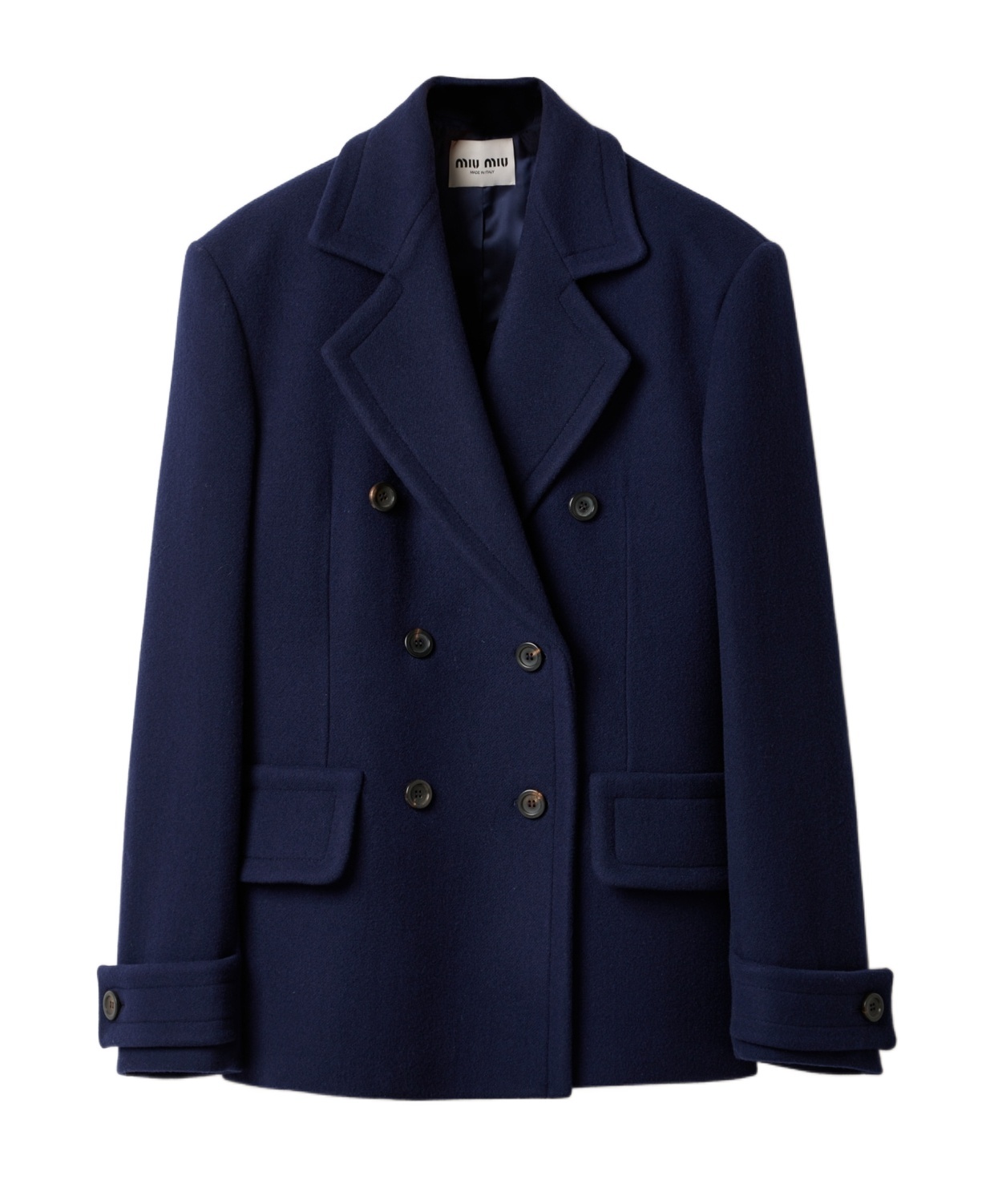 Miu Miu Double-breasted Double Wool Coat In Black