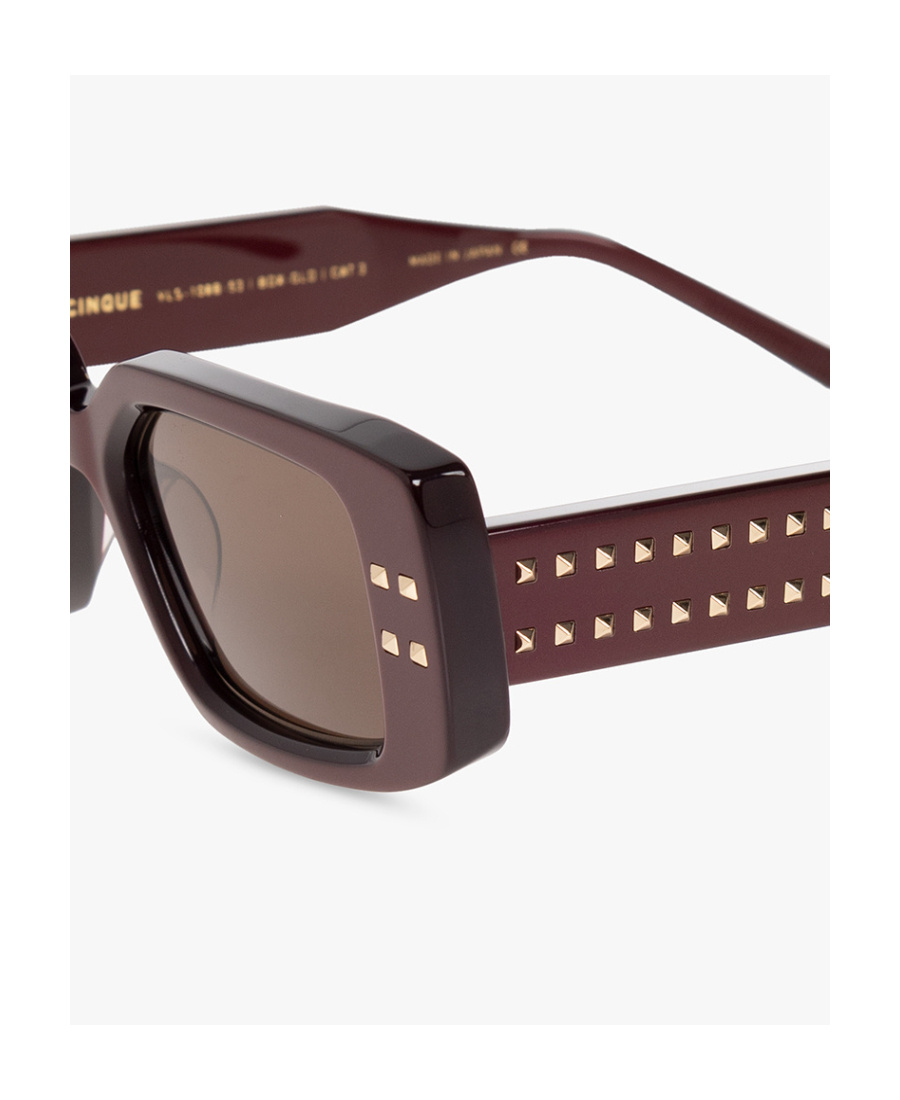 Shop Valentino Eyewear Rectangular Frame Sunglasses In Brown