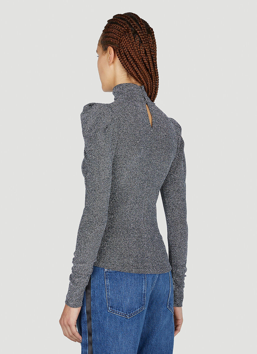 Isabel Marant Étoile Glitter Padded Shoulders Top In Gray
