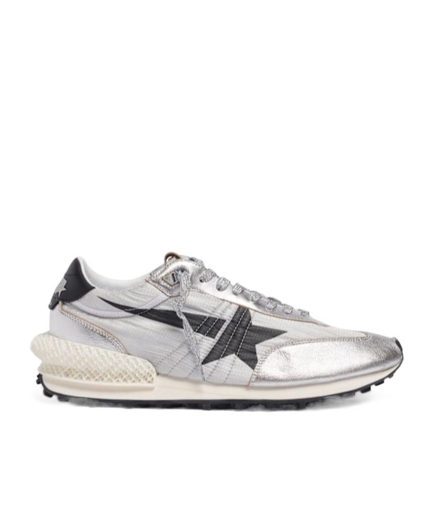 Golden Goose Marathon Nylon Sneakers With Silver Ripstop And Black Star Shoes