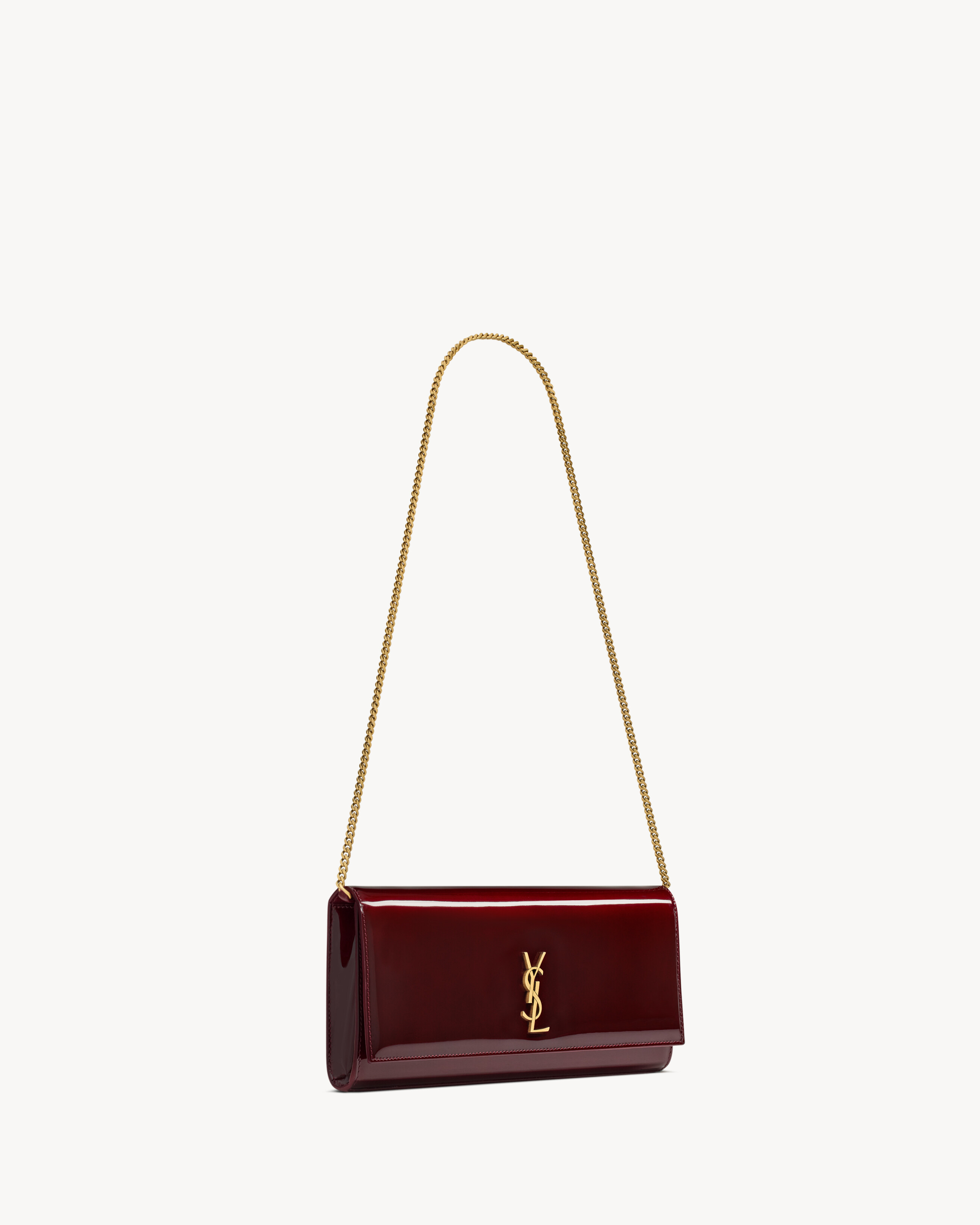 Saint Laurent Kate Clutch In Patent Leather In Purple