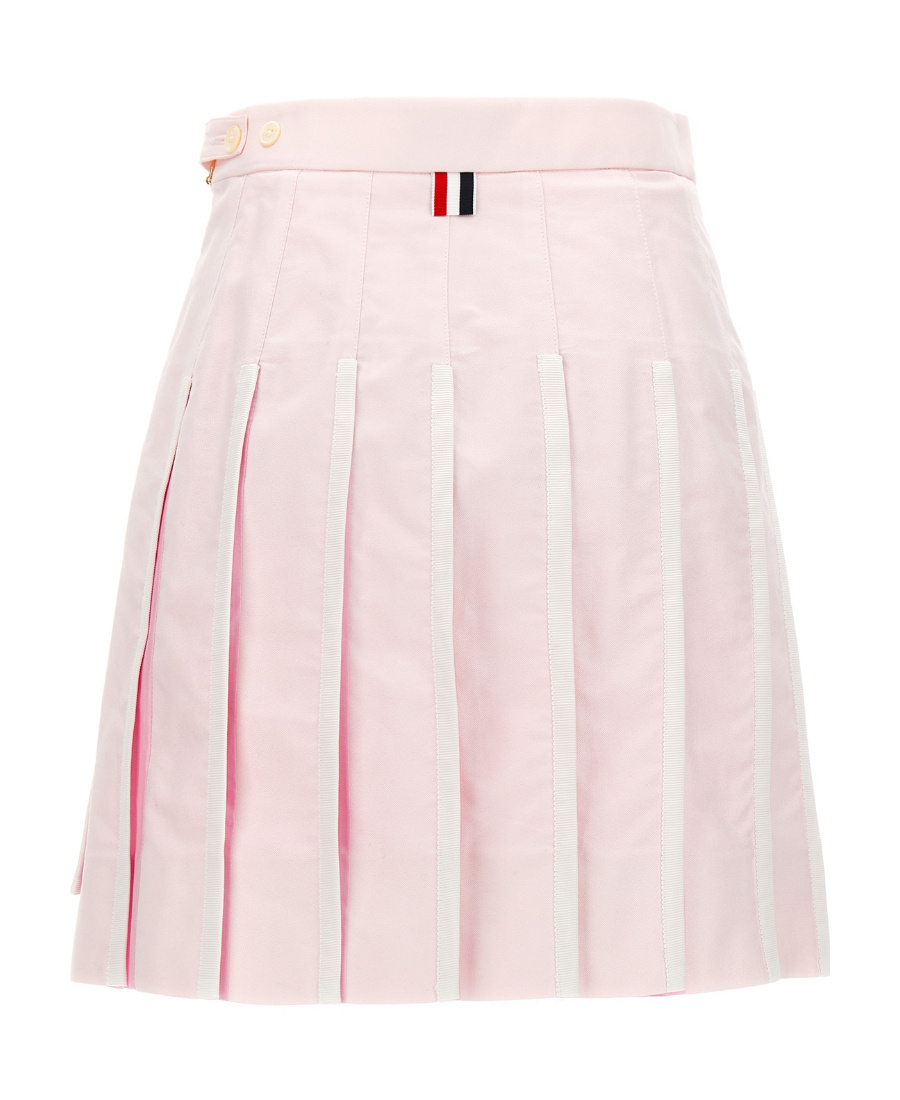Thom Browne Pleated Oxford Skirt Skirts Pink In Pink