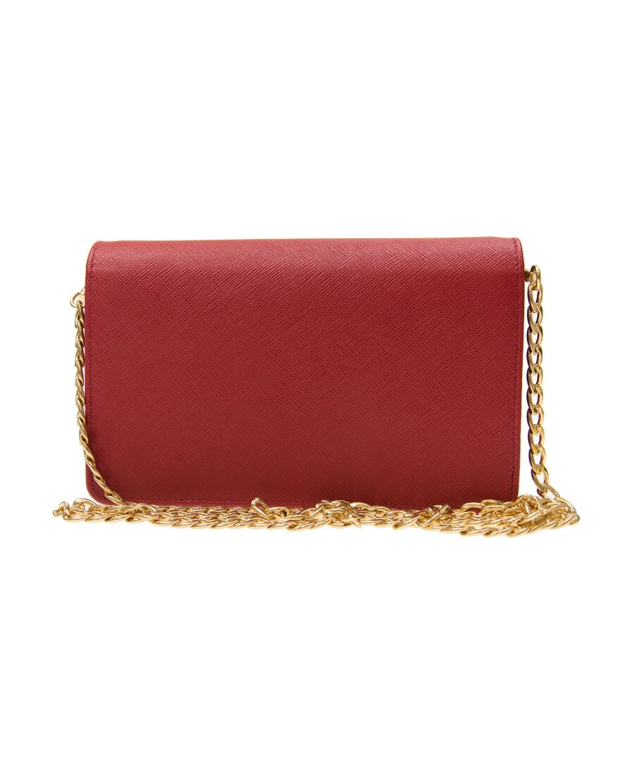 Prada Logo Sign Chain Shoulder Bag In Red