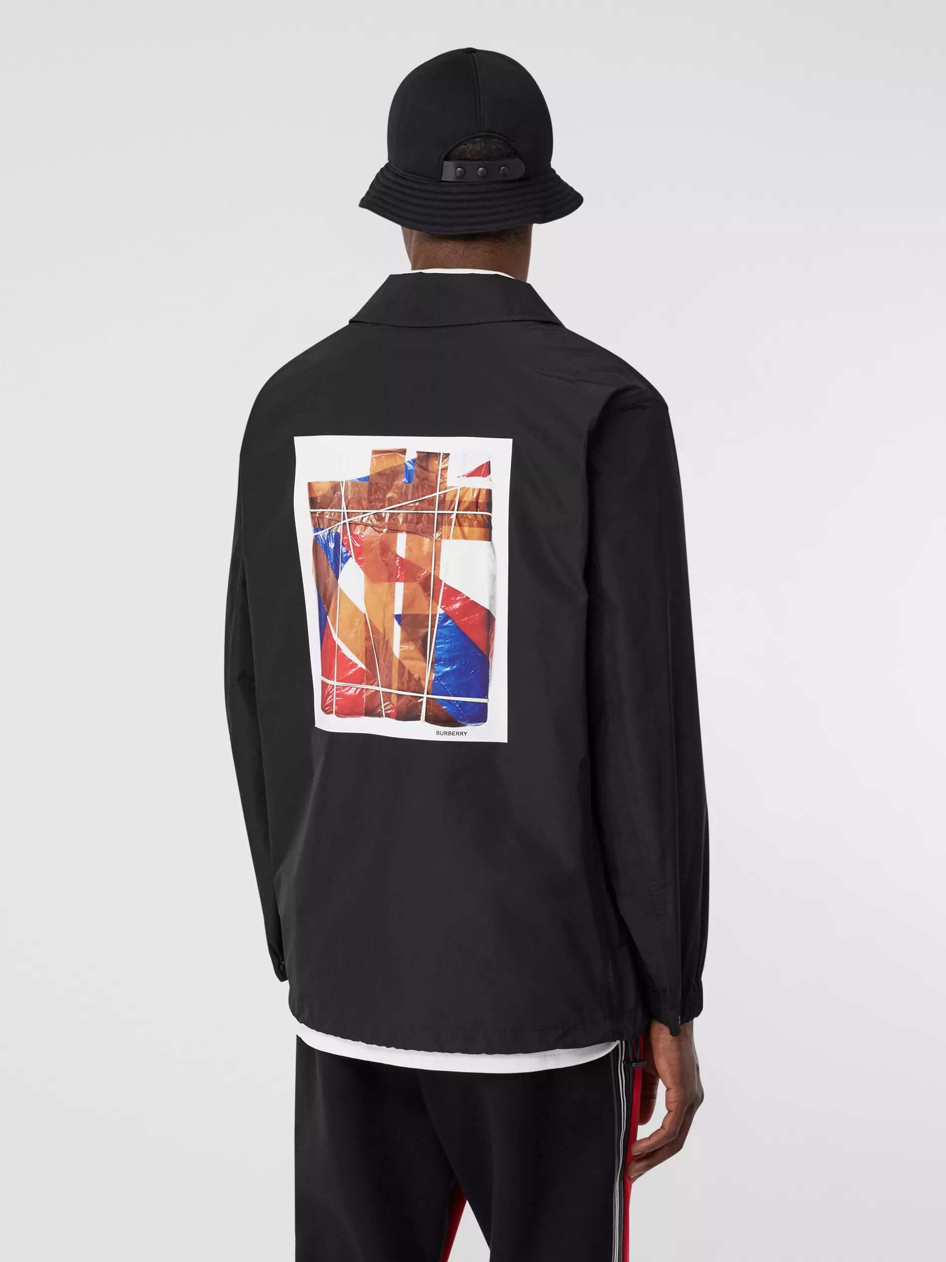 Burberry Knight Stamp Nylon Track Jacket Jackets Black In Black