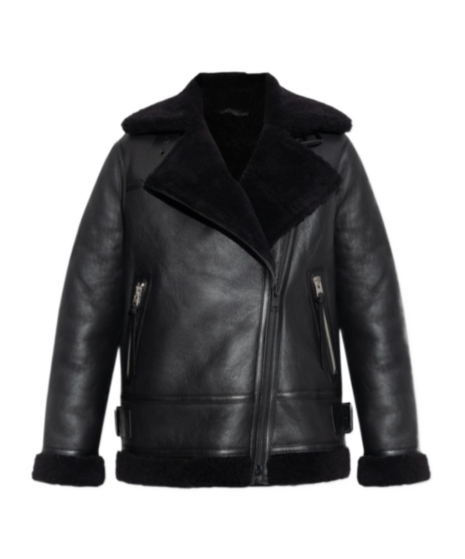 Allsaints Long-sleeved Fur Jacket In Black