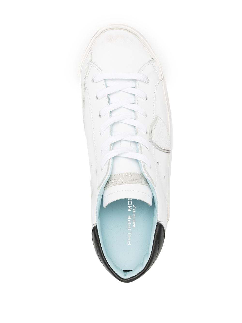 Philippe Model Distressed Leather Low-top Sneakers In White