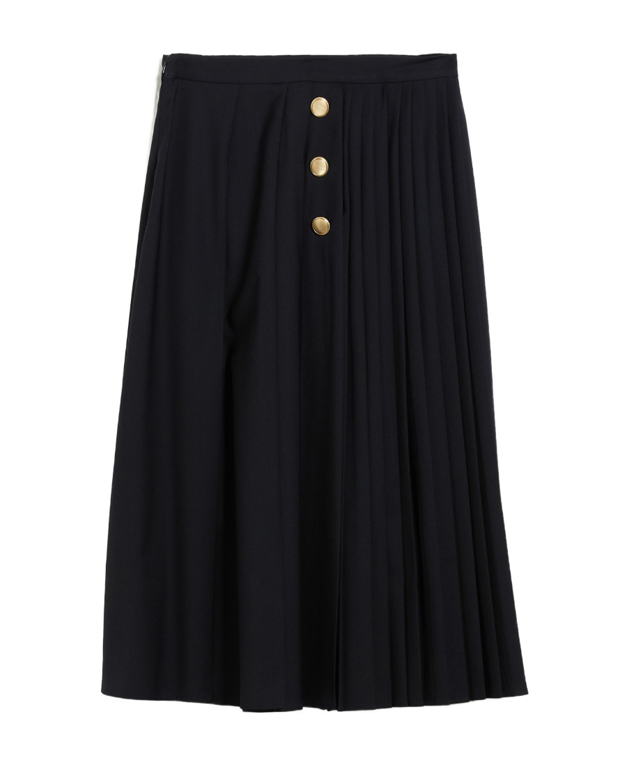 Max Mara Pleated Wool Skirt In Black