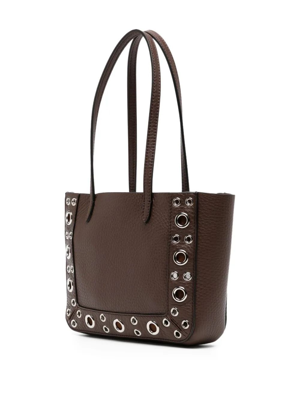 Valentino Nellcôte Leather Eyelet-embellished Tote Bag In Brown
