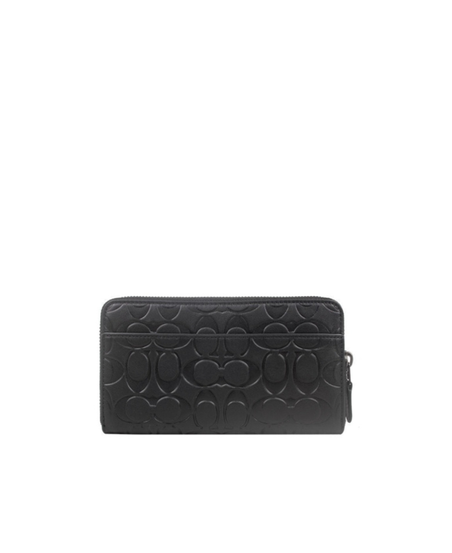 Shop Coach Embossed Zipper Purse In Black