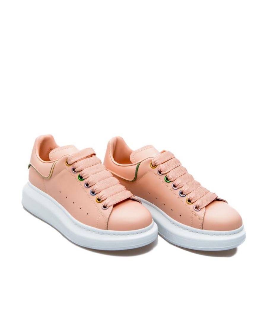 Alexander Mcqueen Multicolour Eyelet Lace Up Sneakers In Pink