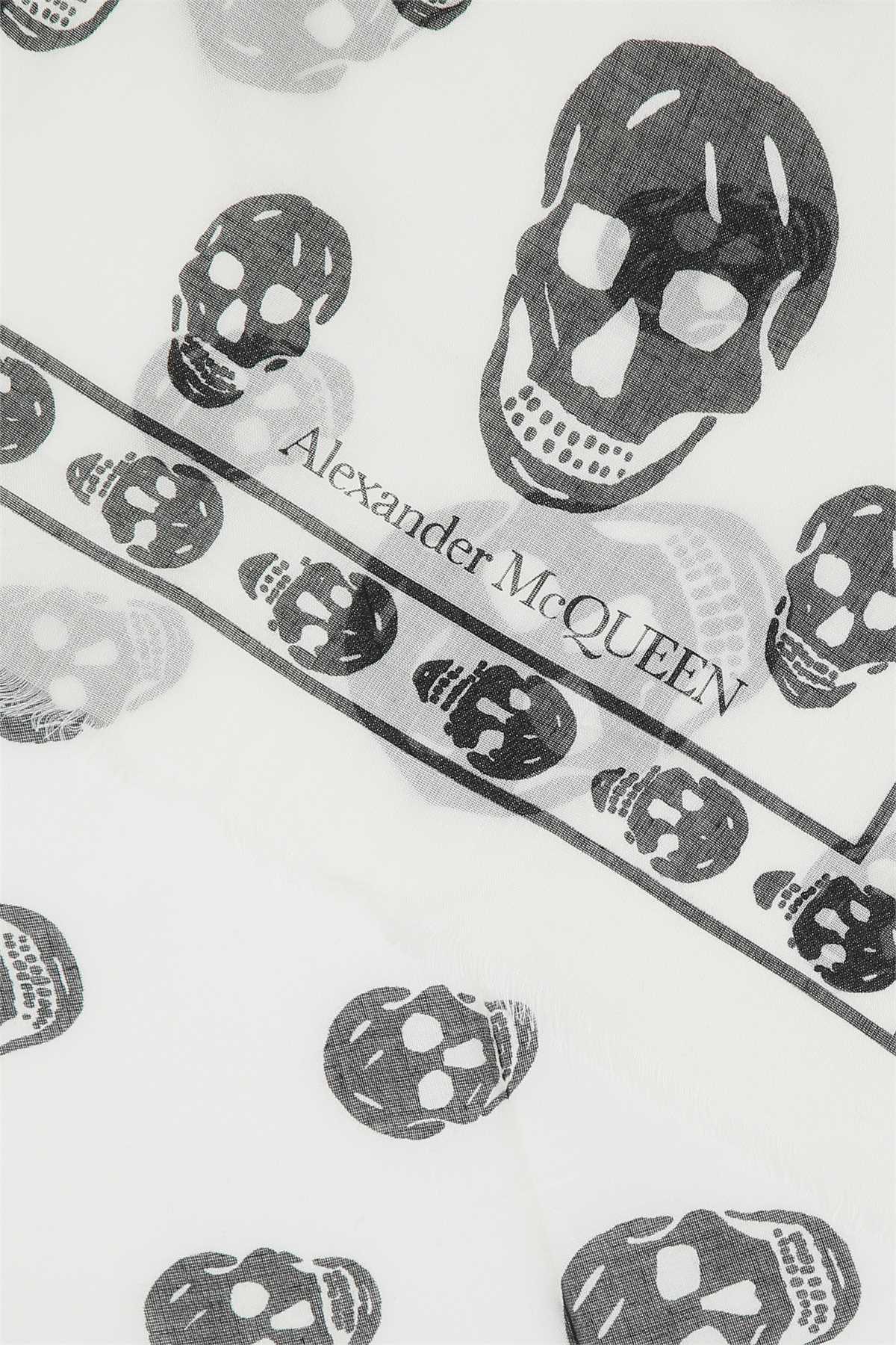 Alexander Mcqueen Skull-print Scarf In White