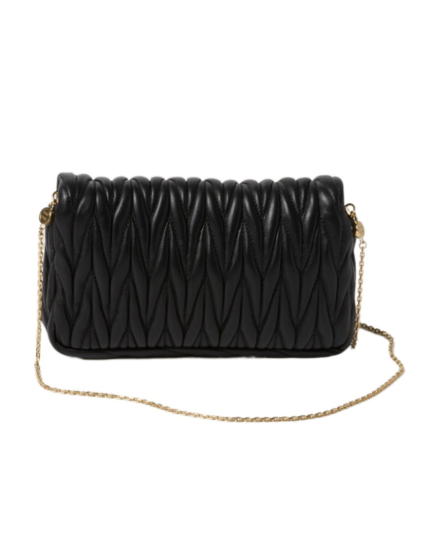 Miu Miu Mini Matelassé Leather Shoulder Bag In Black