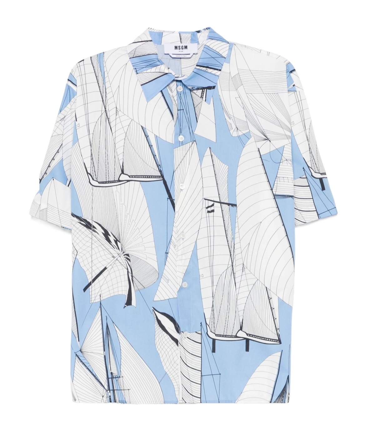 Msgm Short-sleeved Cotton Shirt In White