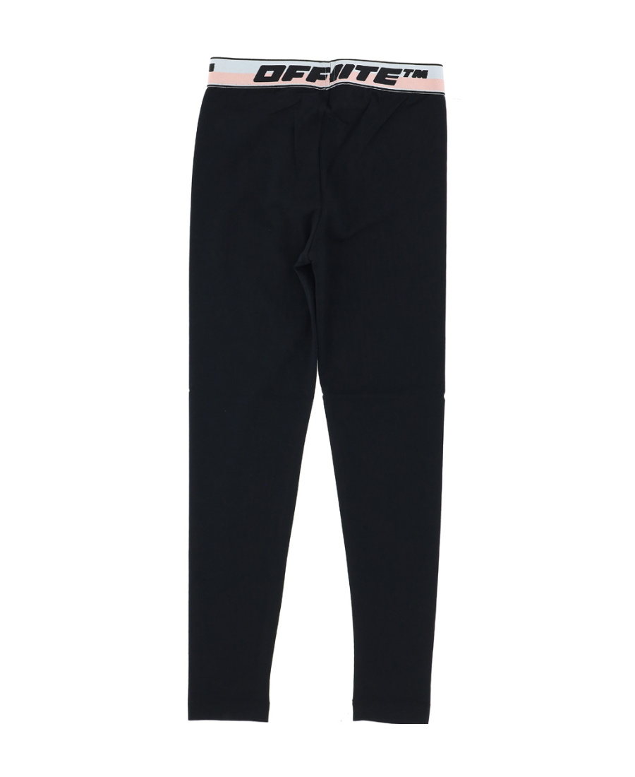 Off-white Logo Waistband Mid-rise Leggings In Black
