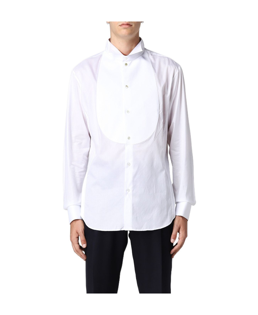 Giorgio Armani Long-sleeved Cotton Shirt In White