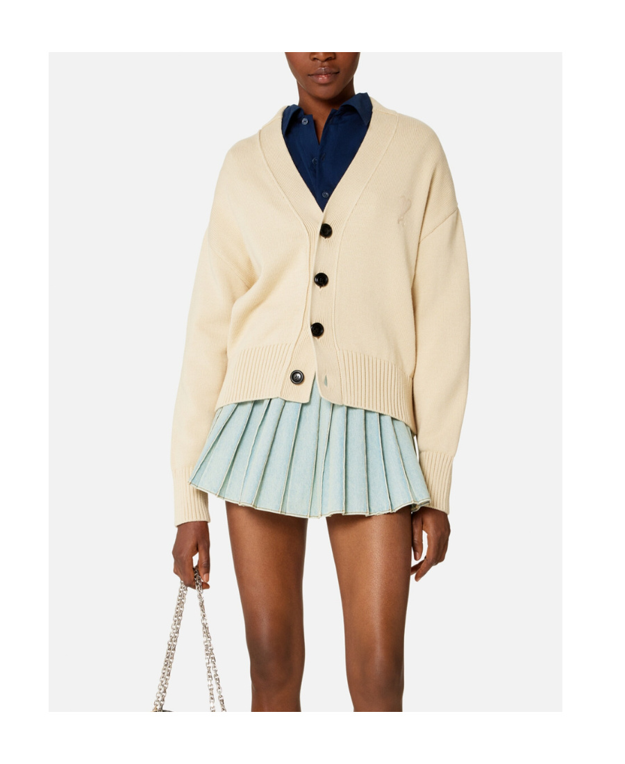 Ami Alexandre Mattiussi Ami De Coeur Button-up Cardigan In Nude
