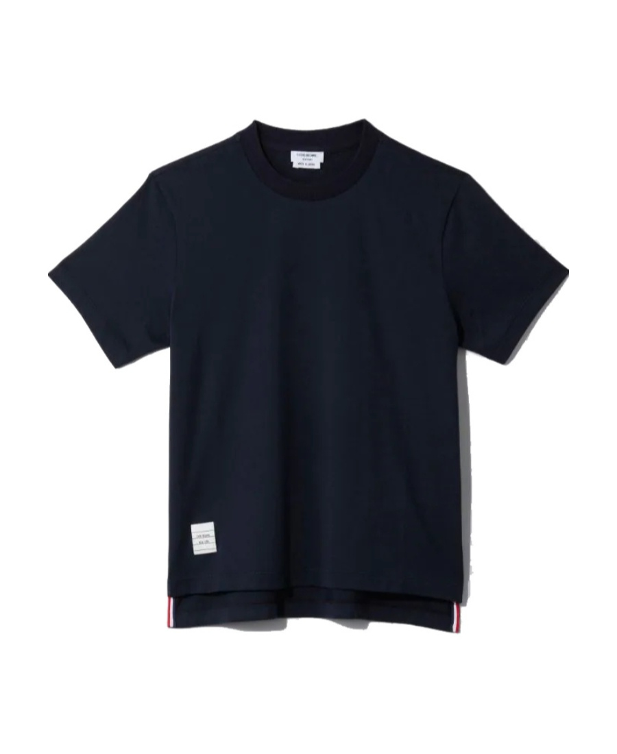 THOM BROWNE THOM BROWNE LOGO PATCH CREWNECK T-SHIRT