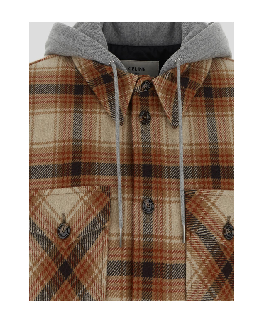 Celine Long-sleeved Hooded Casual Jacket In Brown