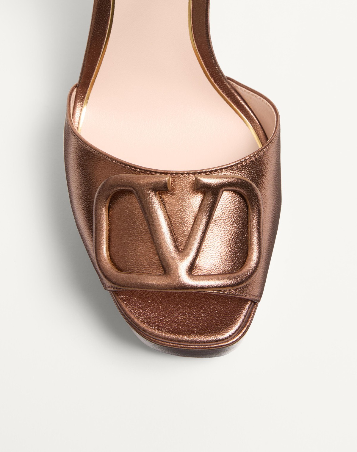 Shop Valentino Vlogo Signature Platform Sandal In Laminated Nappa Leather 115mm