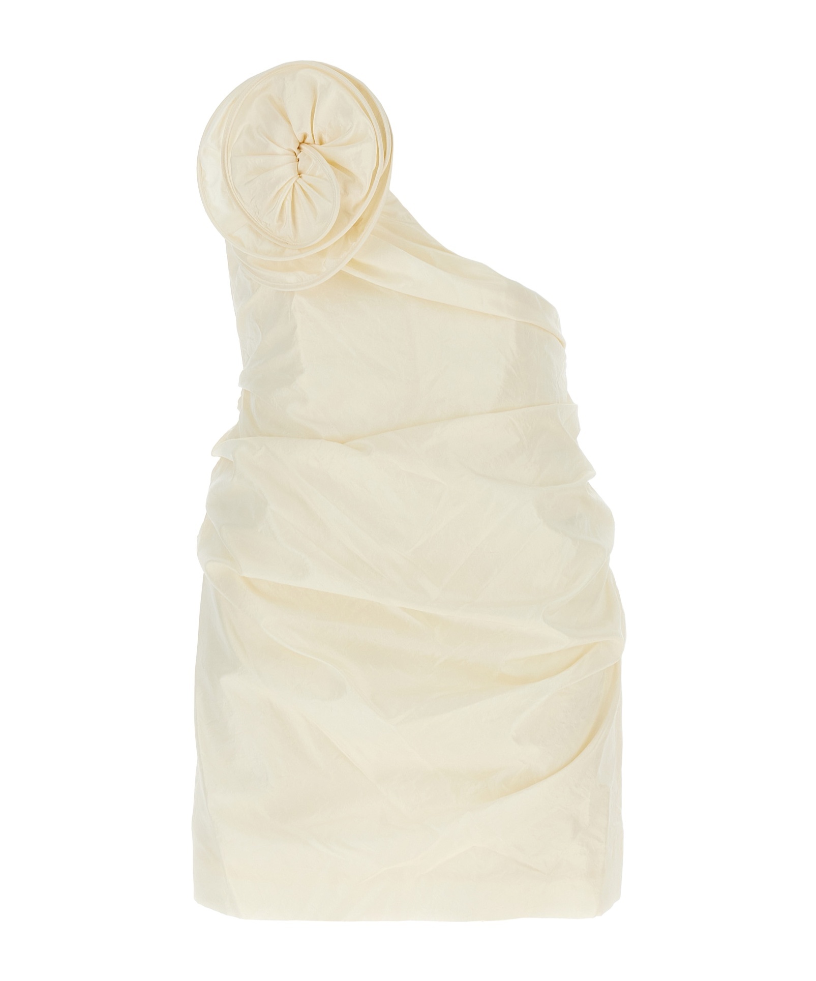 Magda Butrym Asymmetric Off-the-shoulder Silk Taffeta Dress In Neutral