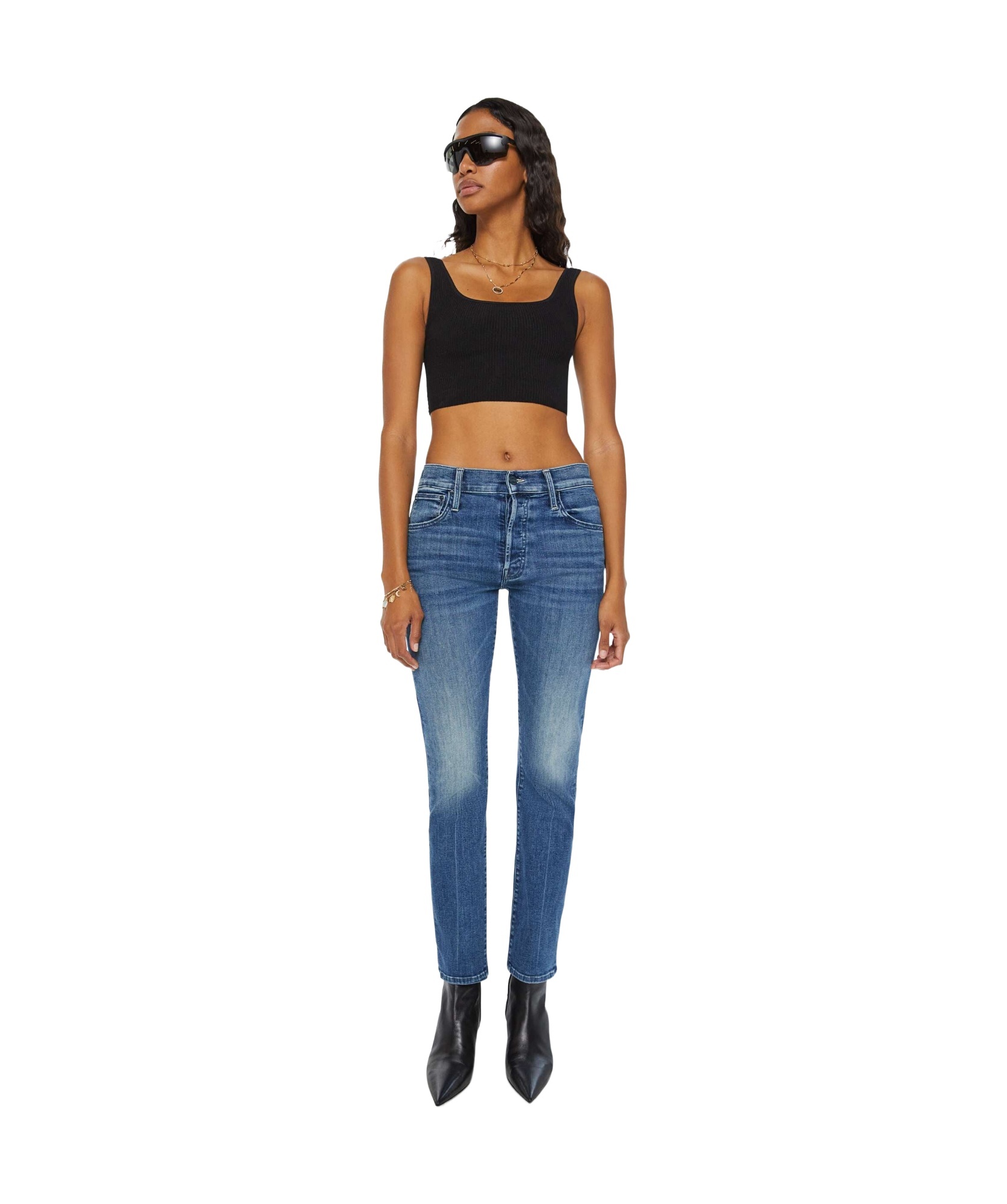 Mother Logo Denim Pants In Blue