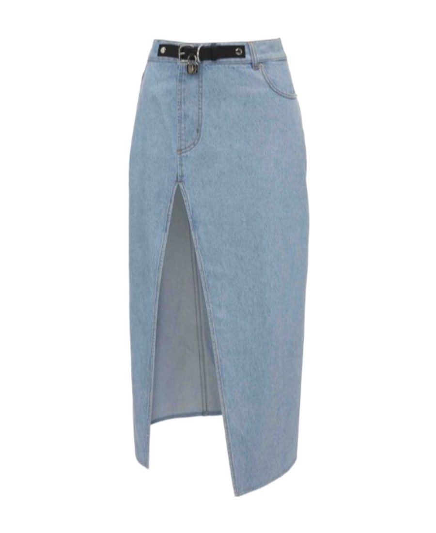 Jw Anderson Asymmetric Denim Midi Skirt In Blue