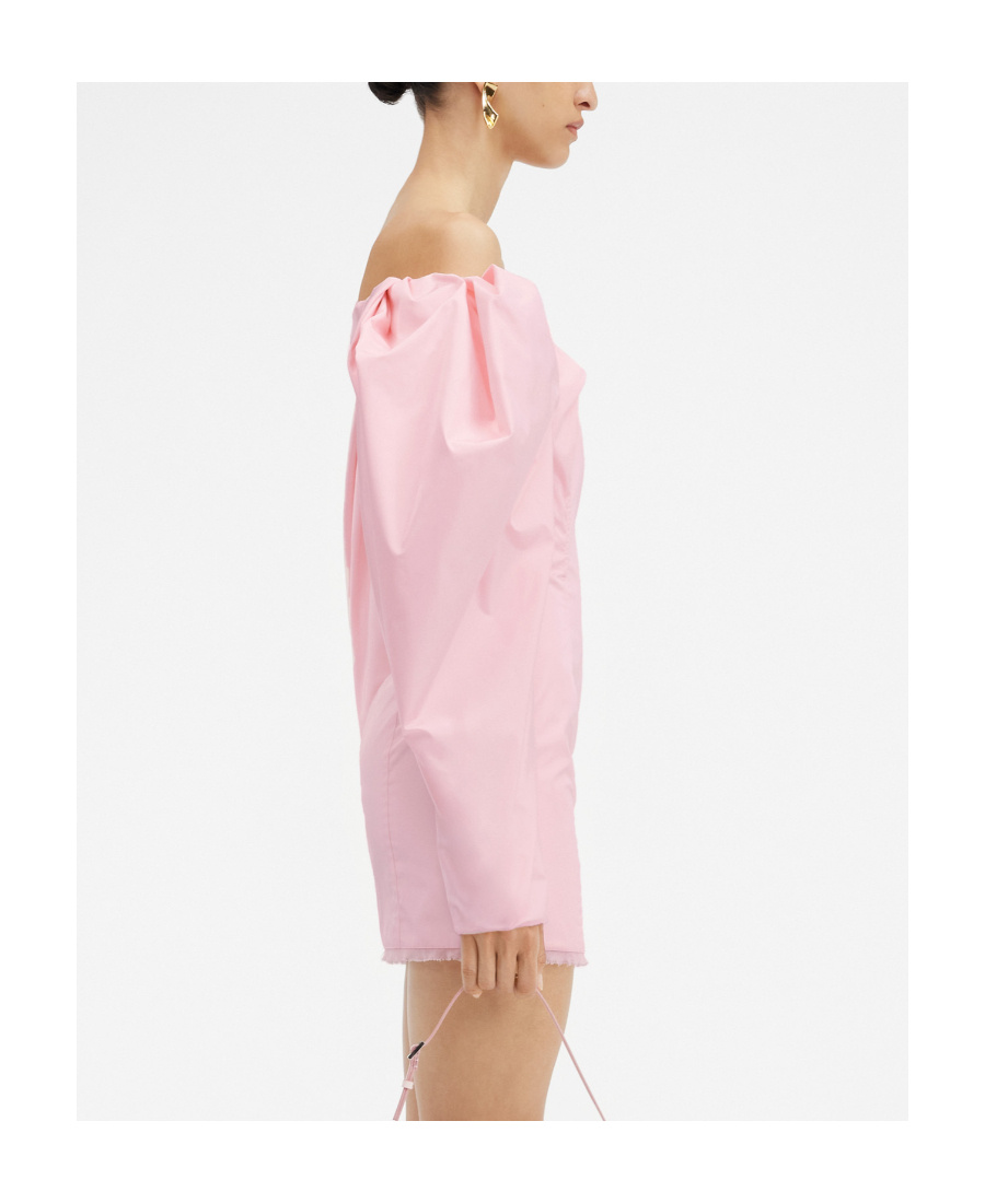 Jacquemus La Robe Taffetas Draped Mini Dress In Pink