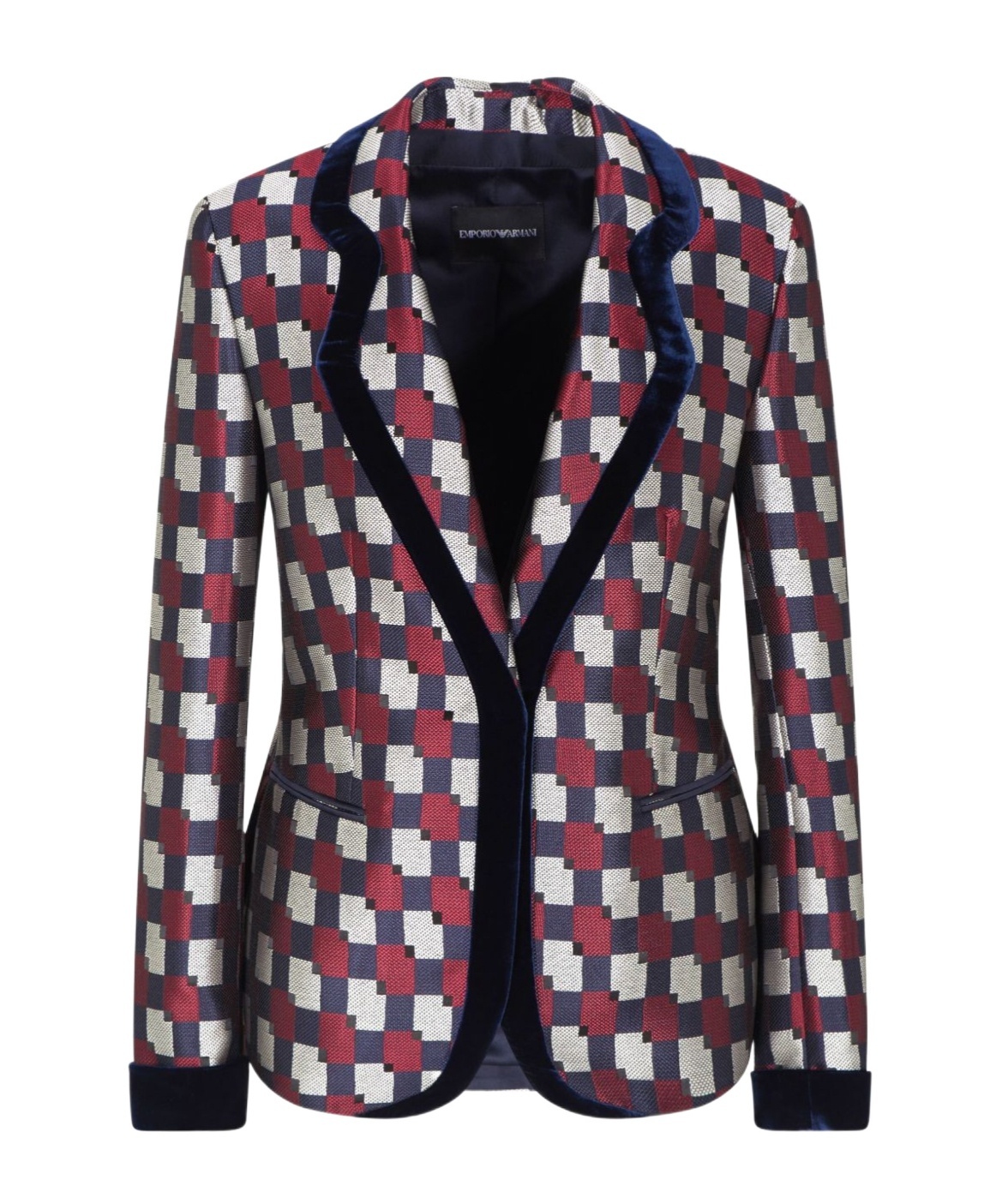 Emporio Armani Pattern-printed Single-breasted Blazer In Brown