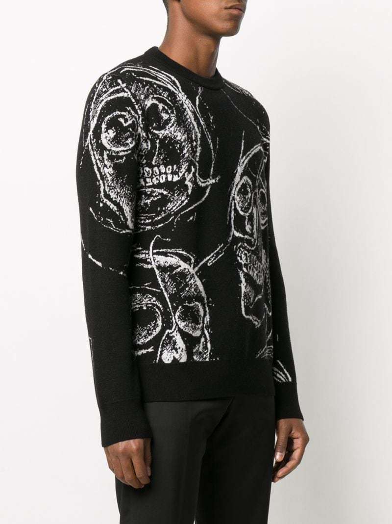 Alexander Mcqueen Skull-print Knitted Jumper In Black