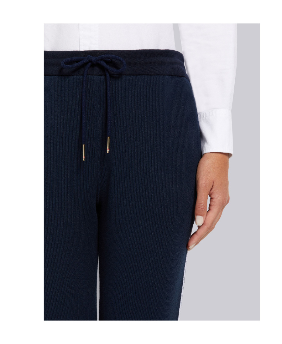 Thom Browne Contrast-trim Track Pants In Black