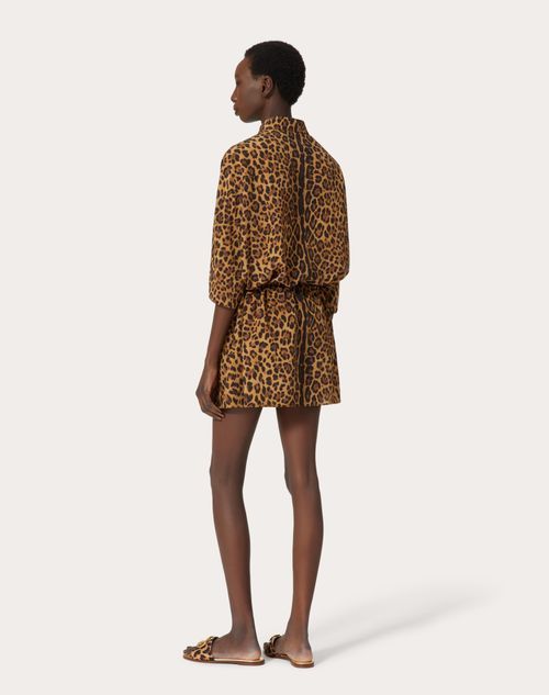 Valentino Leopard Print Crepe Chine Shirt