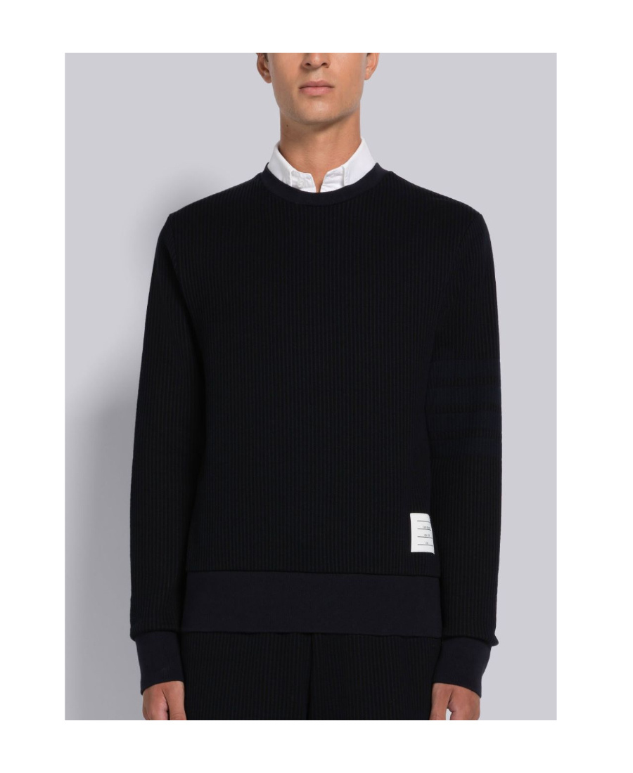 Shop Thom Browne 4-bar Seersucker Sweatshirt In Black