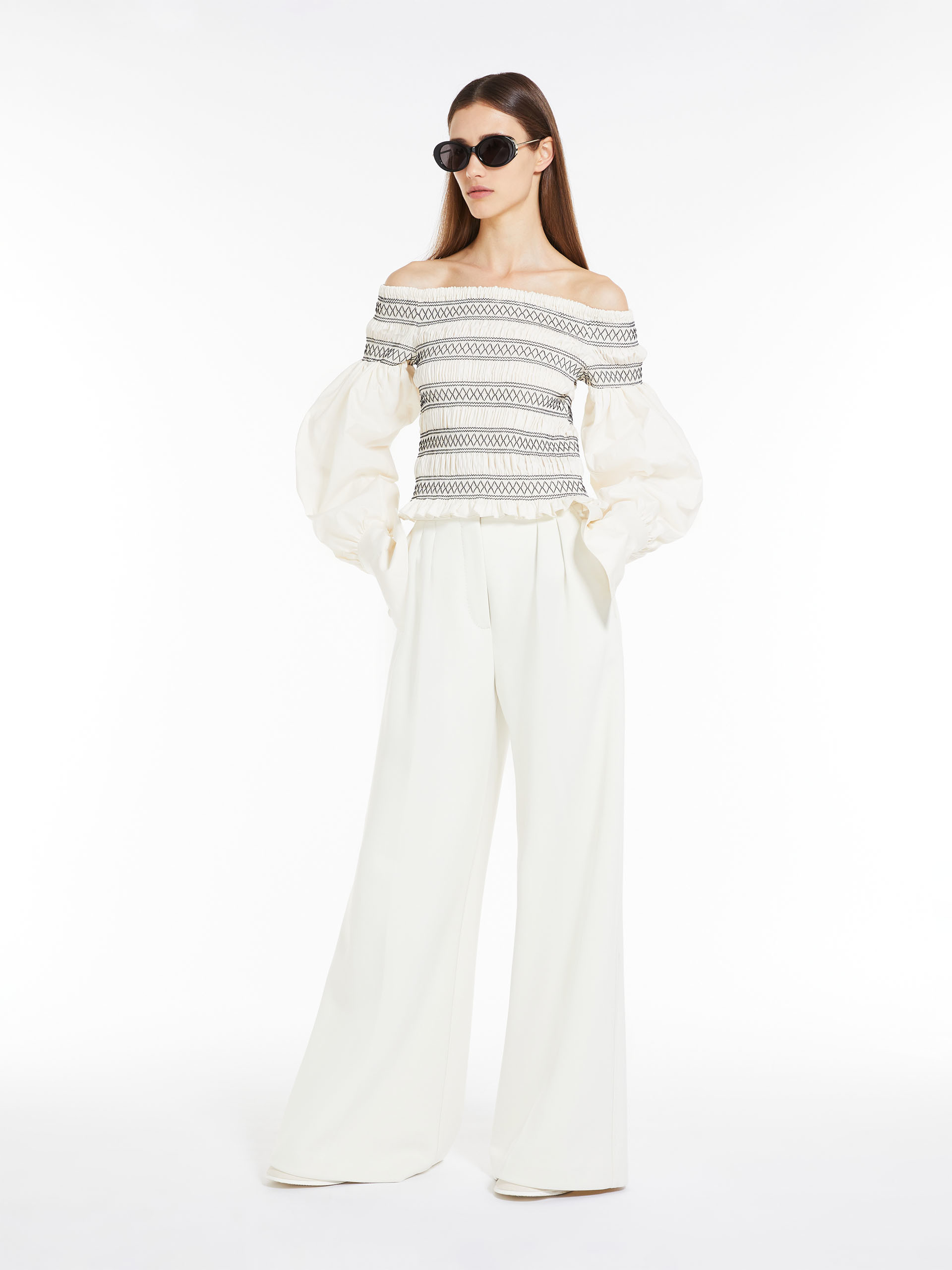 Shop Max Mara Ruffled Long-sleeved Bluse In White
