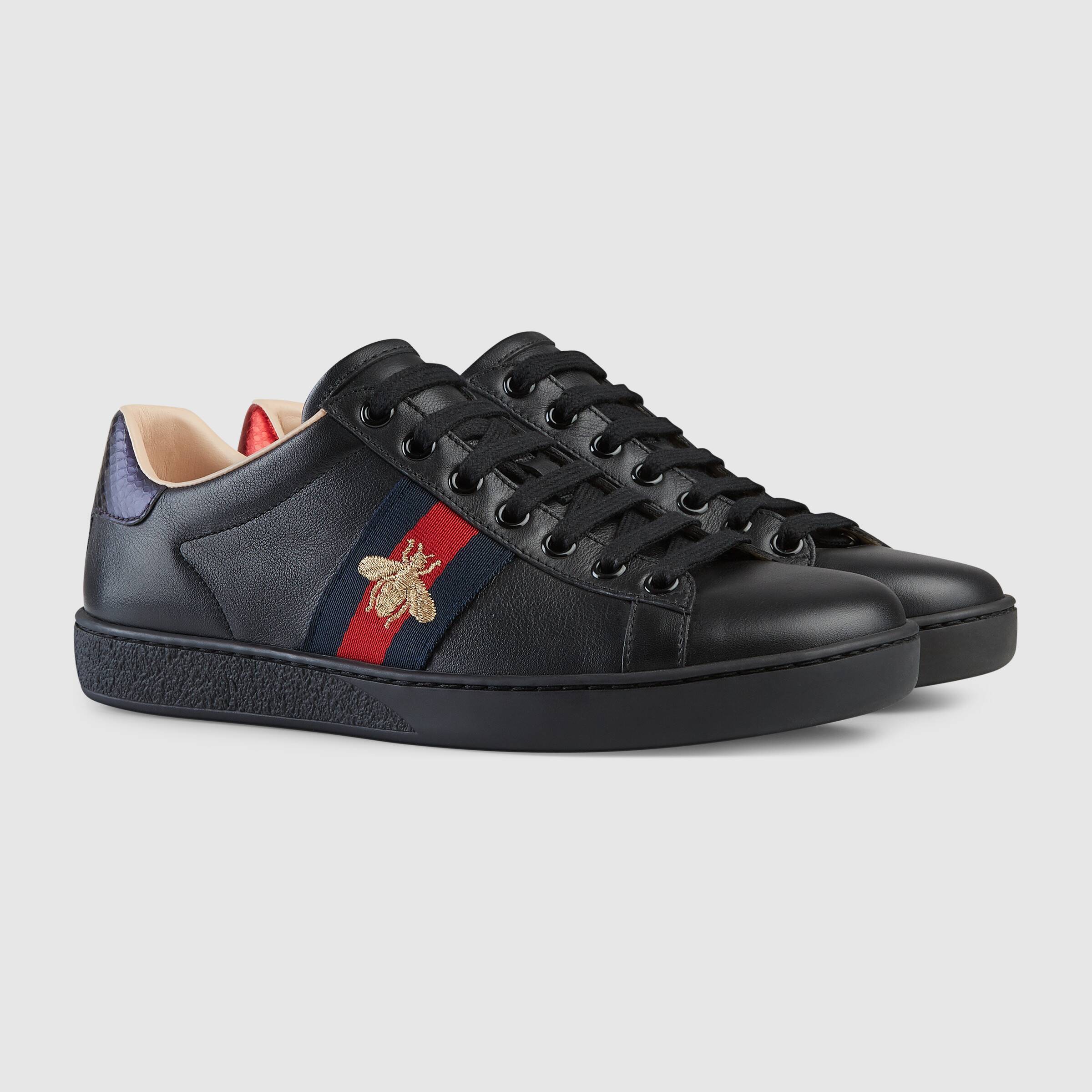 Gucci Ace Series Of Embroidered Sneakers In Black