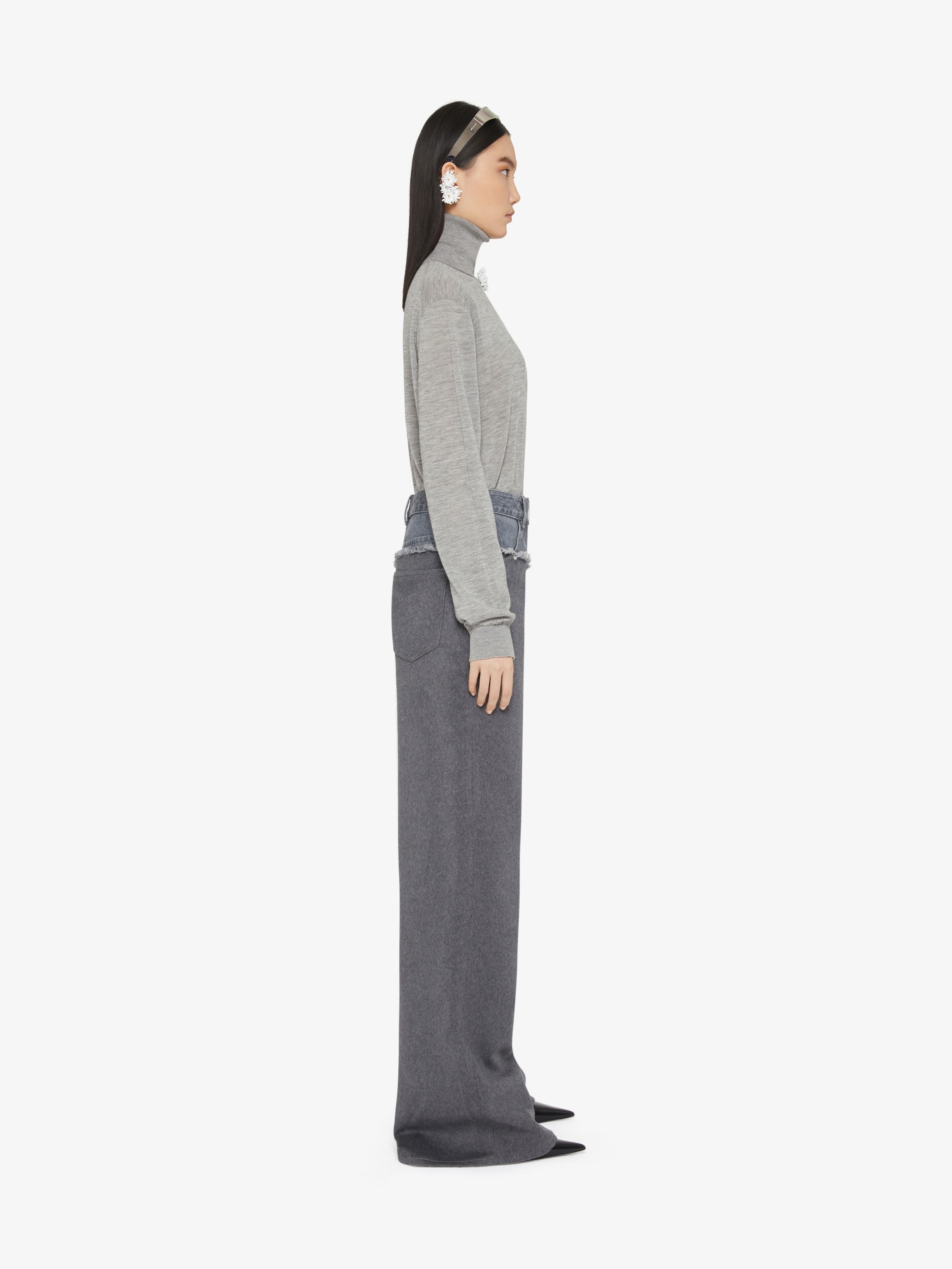Givenchy Women's Oversized Jeans In Mixed Denim And Flannel In Gray