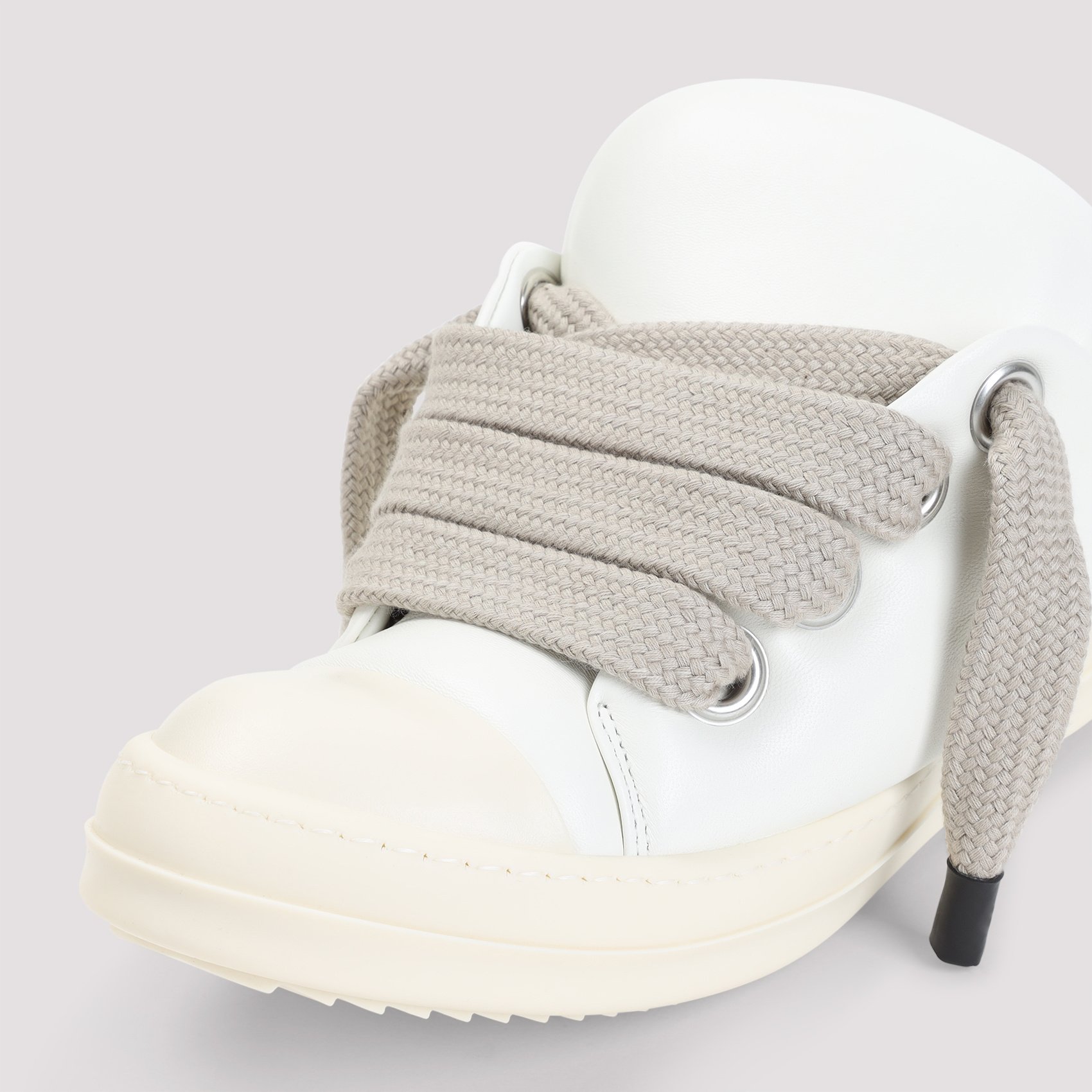 Rick Owens Hollywood Jumbo Laced Puffer Low Sneakers In White