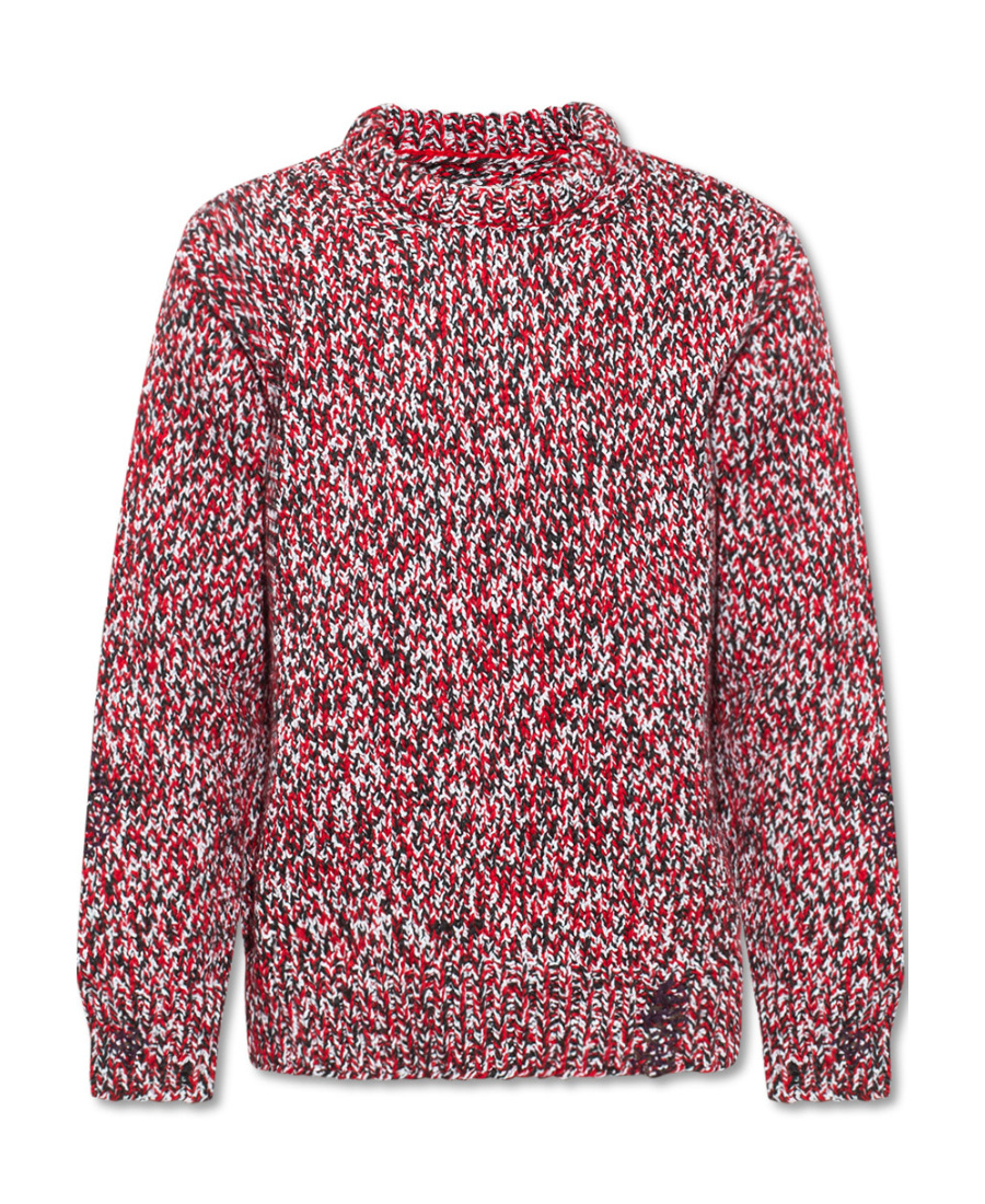 Maison Margiela Melange-effect Crewneck Sweater In Red