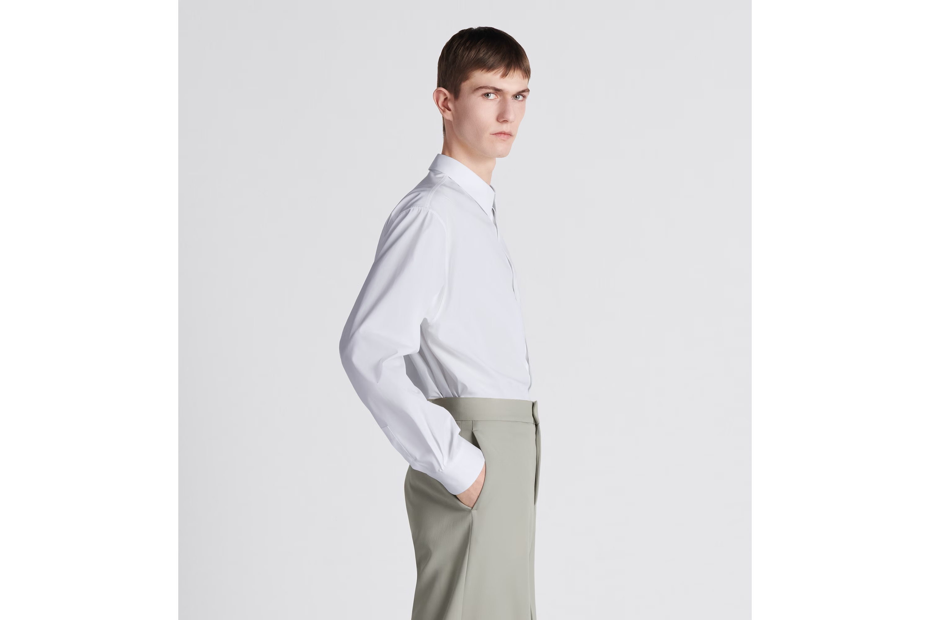 Dior Button-down Collar Poplin Cotton Shirt With Embroidered Logo In White
