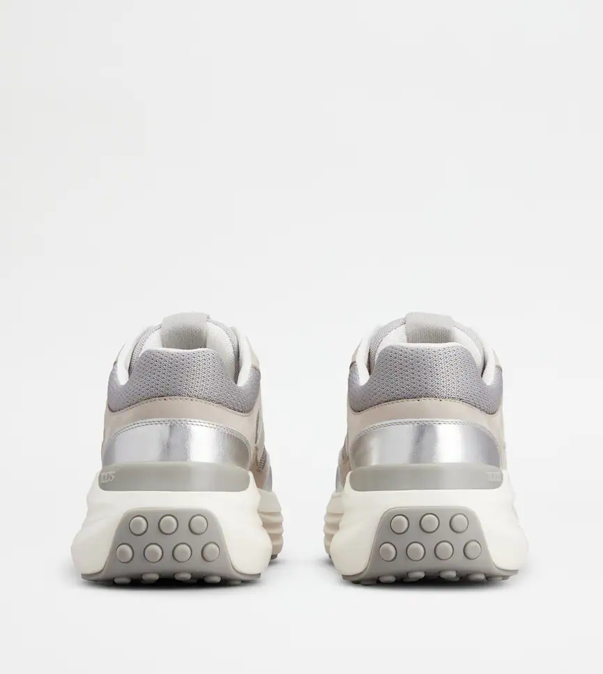 Tod's Sneakers In Fabric And Metallic Leather