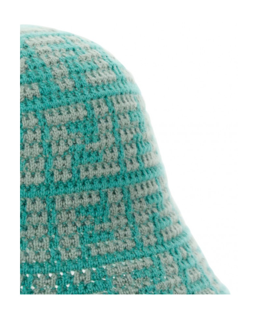 Fendi Ff Jacquard Cashmere Bell Hat In Green