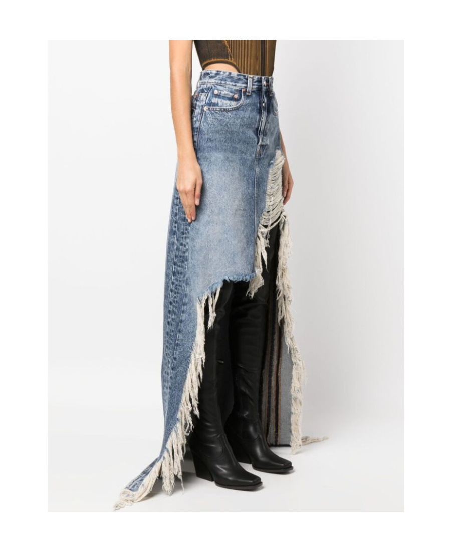 Vetements Logo Denim Skirt In Gray